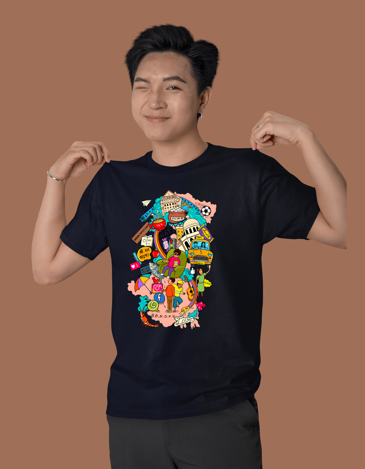 Doodle Kolkata Graphic T-shirt| Unisex| Regular fit - Bong Vibe