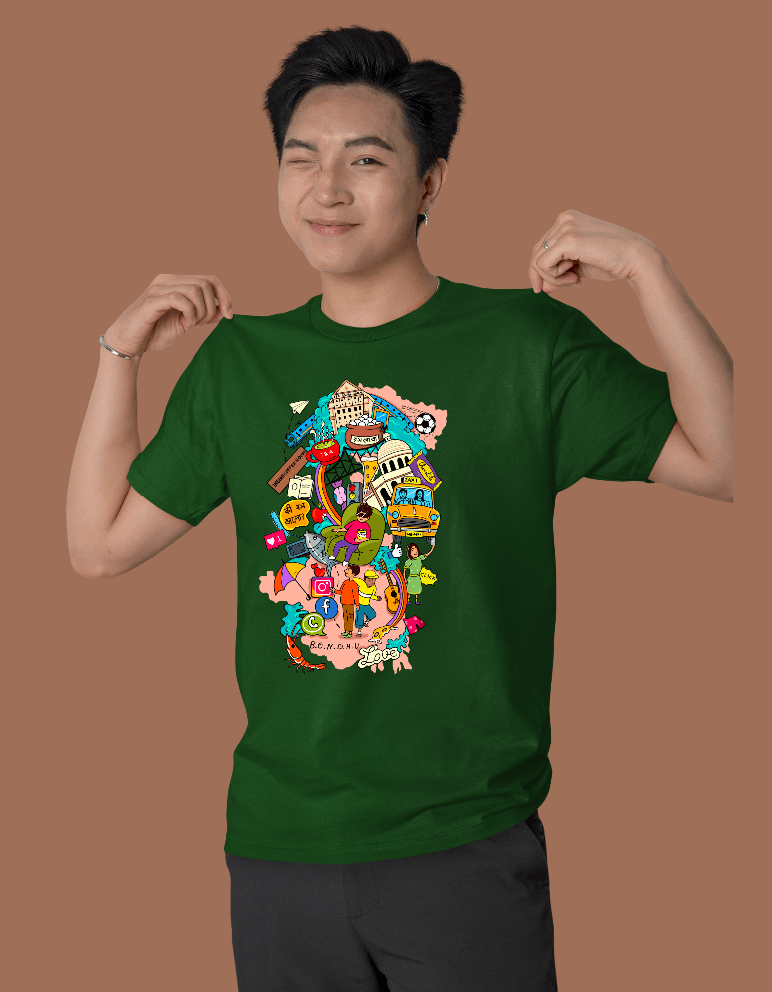 Doodle Kolkata Graphic T-shirt| Unisex| Regular fit - Bong Vibe