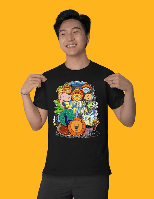 Doodle Durga Puja | Unisex T-shirt| Regular fit - Bong Vibe