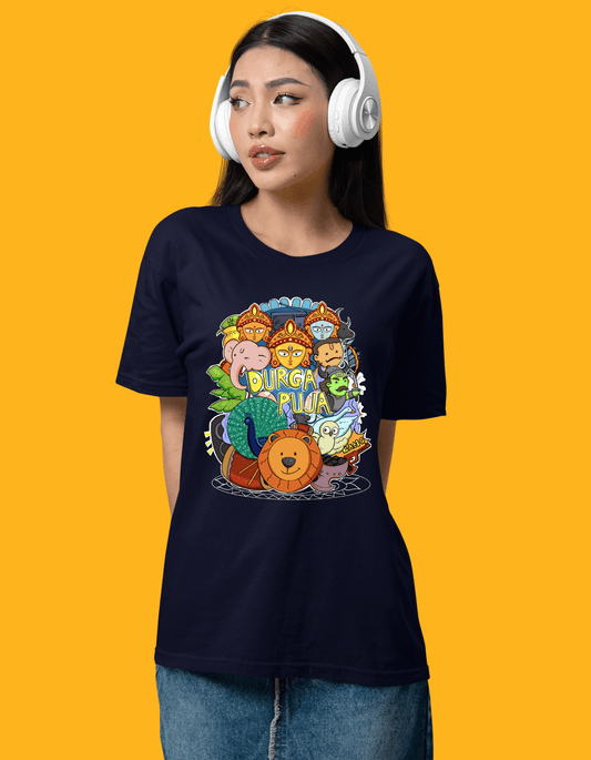 Doodle Durga Puja | Unisex T-shirt| Regular fit - Bong Vibe