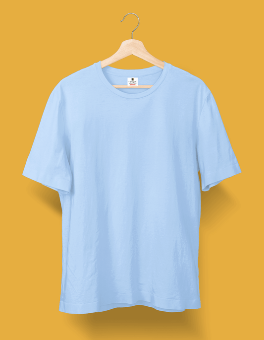 Sky Blue Solid Round Neek |Unisex T-shirt| Regular fit - Bong Vibe